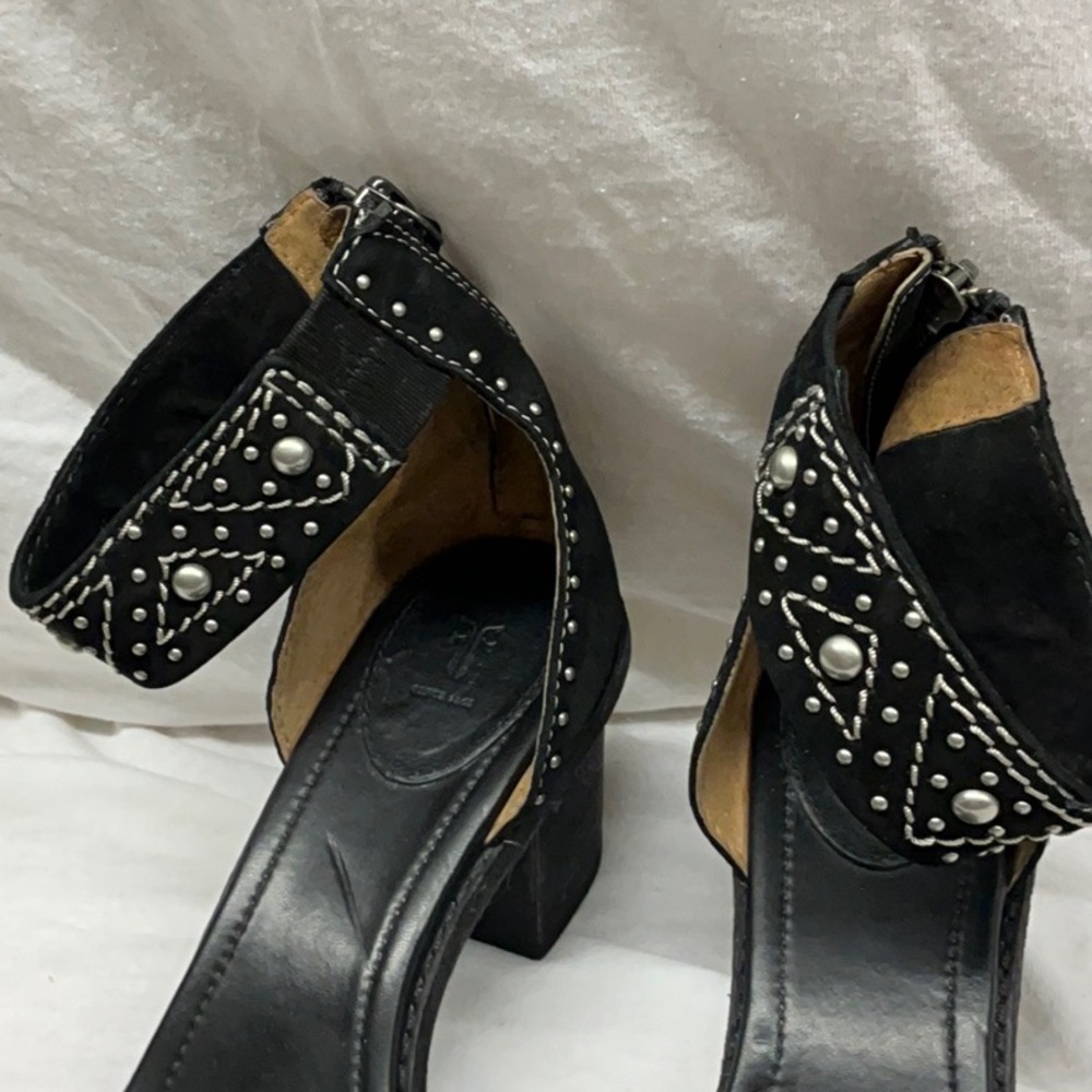Frye Black Heeled Sandals with Crystal Embellishments - Picture 5 of 10